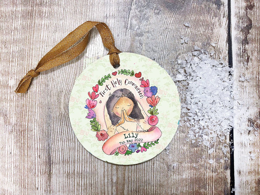 First Holy Communion Girl Dark Hair Ceramic