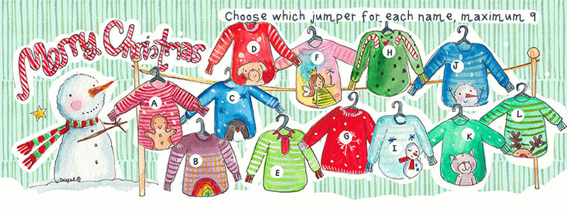 Hanging Wooden Christmas Jumper Plaque Grandchildren or Family