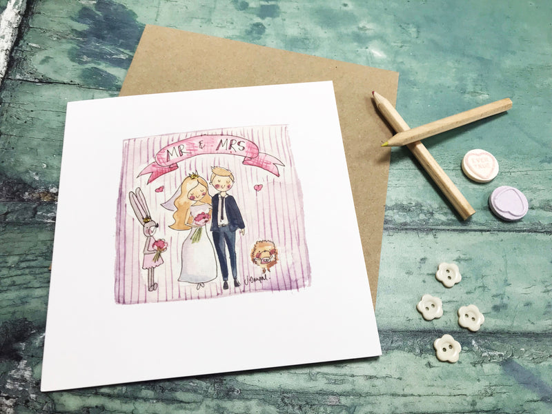 Mr and Mrs Bride and Groom Card- Personalised
