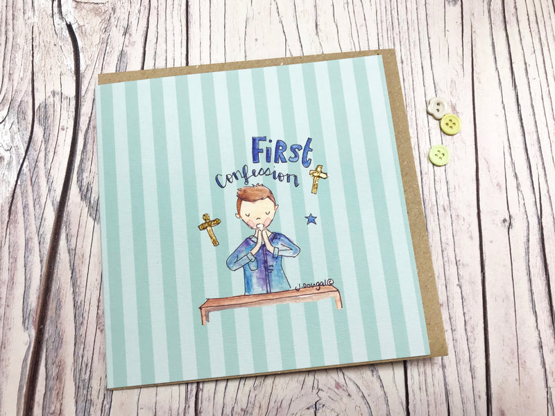 Boy First Confession Card - Personalised