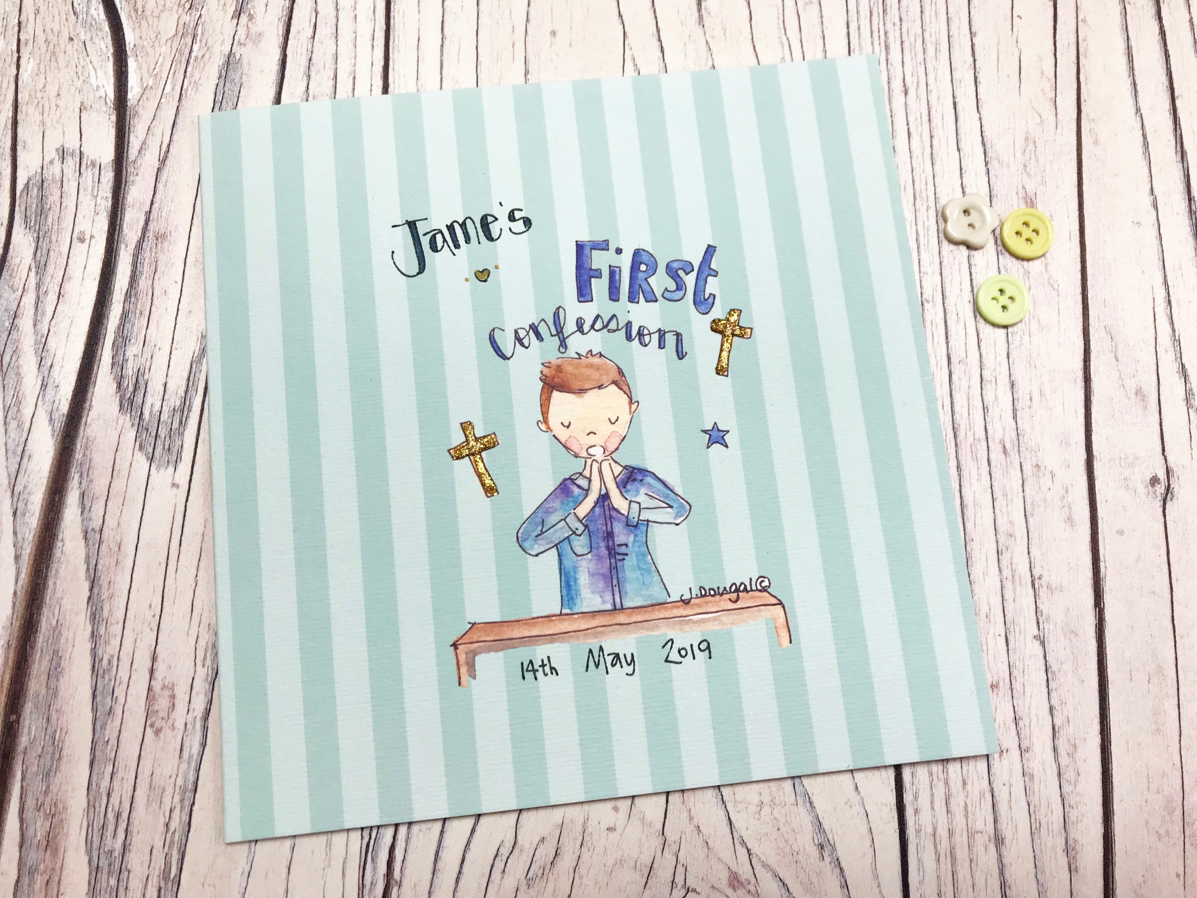 Boy First Confession Card - Personalised – Little Heart
