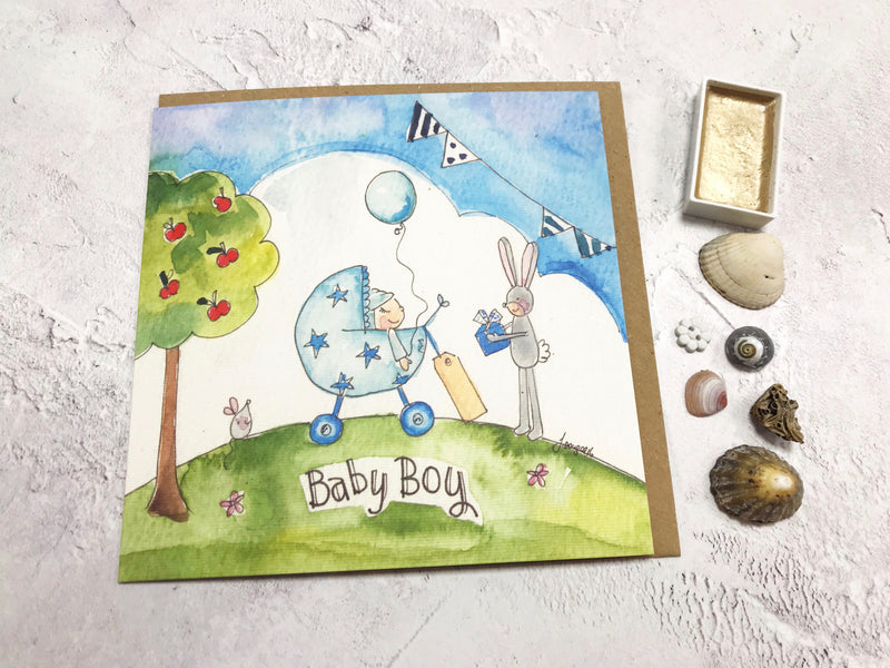 Little Scene  Baby Boy Card - Personalised