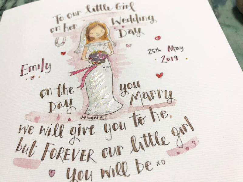 Our little Girl on her Wedding Day Card - Personalised