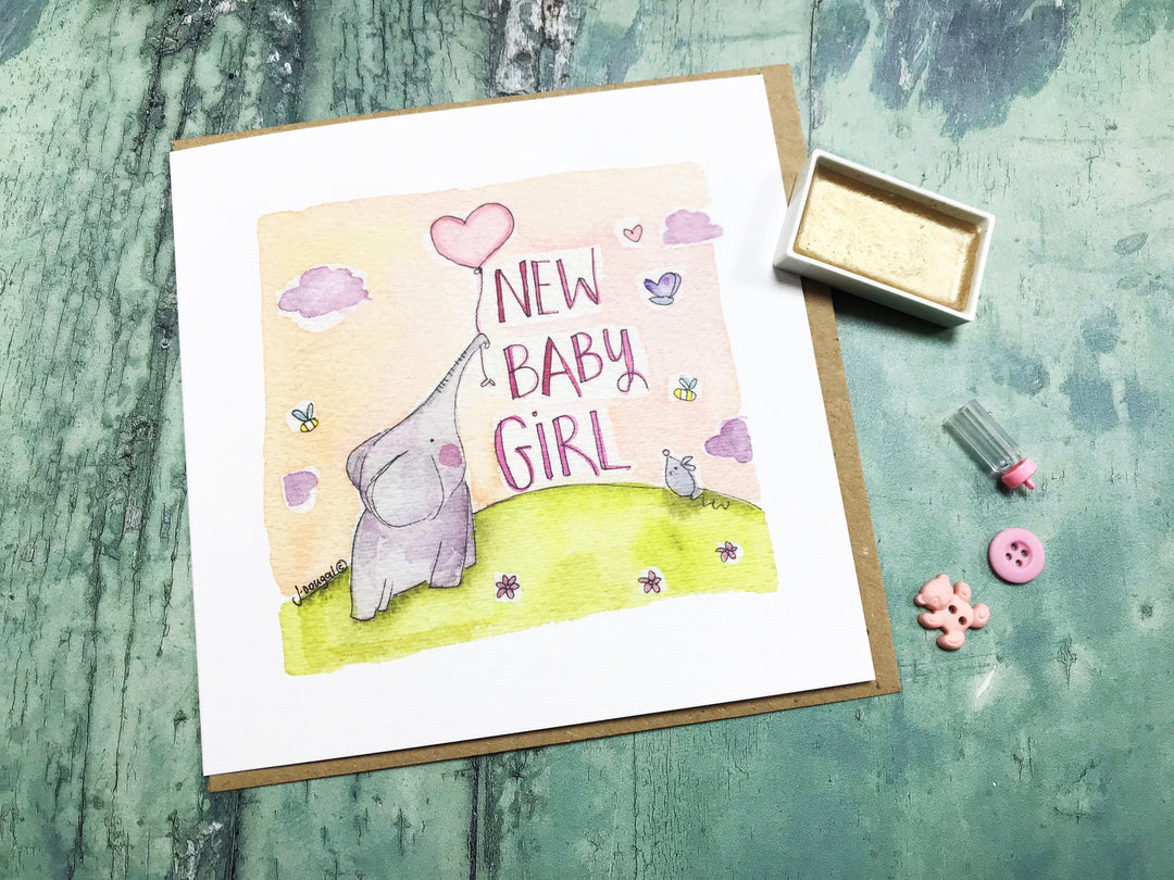 Baby Elephant Girl - Personalised (maximum 1 name)