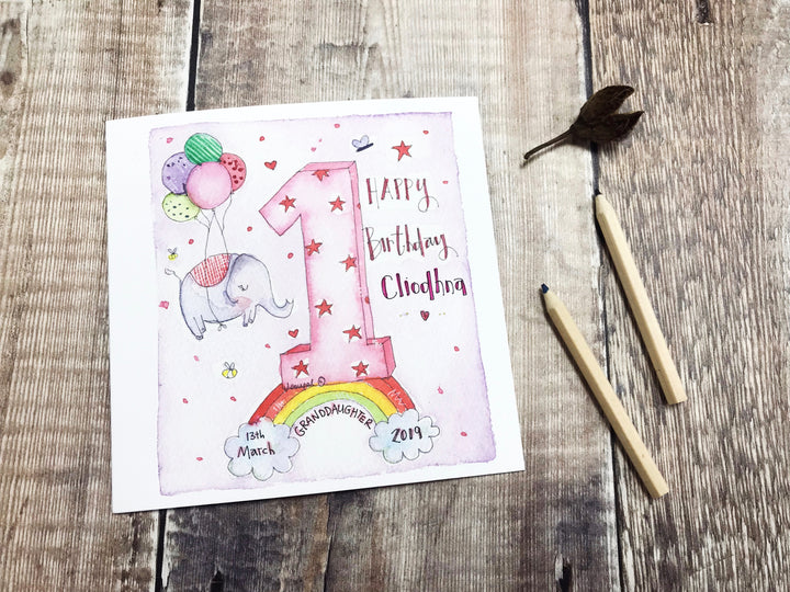First Birthday Girl Card - Personalised