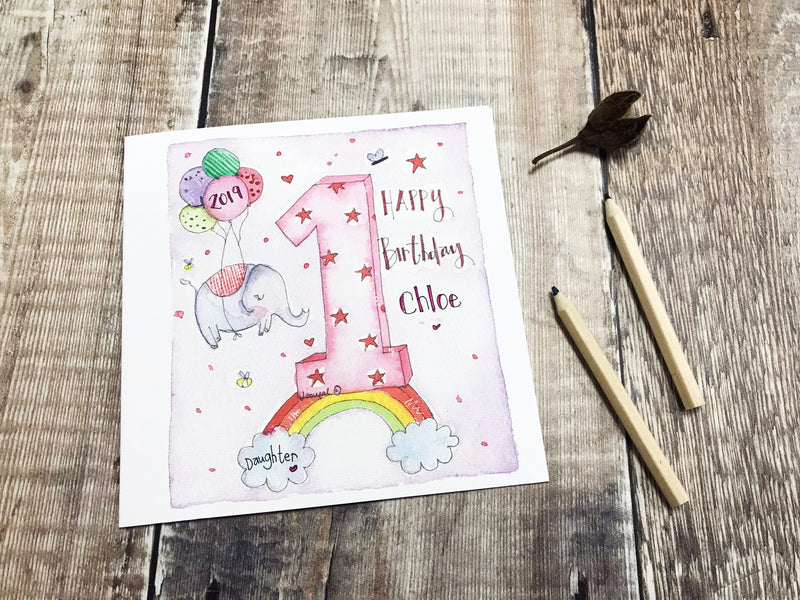 First Birthday Girl Card - Personalised