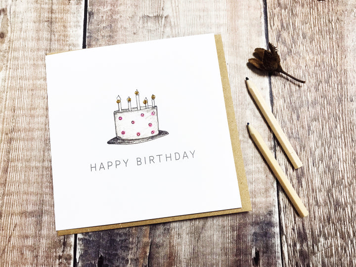 Happy Birthday Pink Cake Card - Personalised