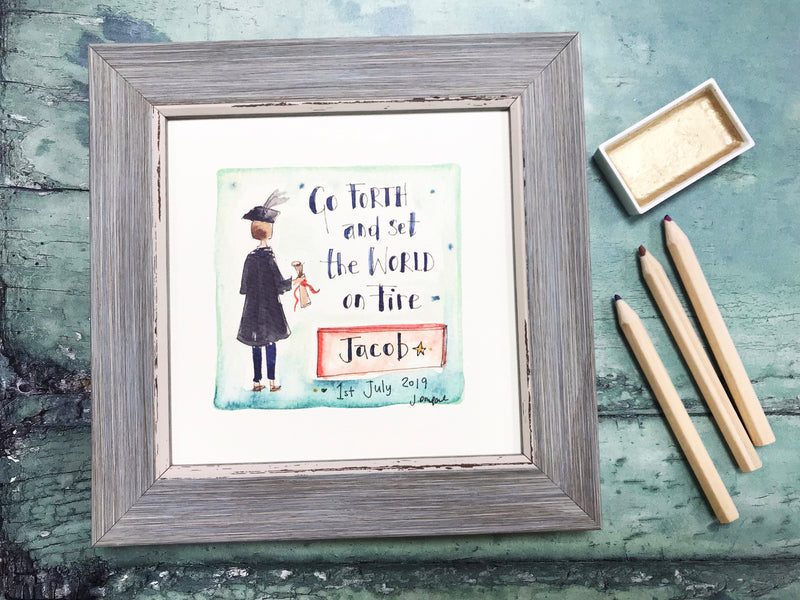 Framed Print "Graduate Go Forth, BOY" can be personalised