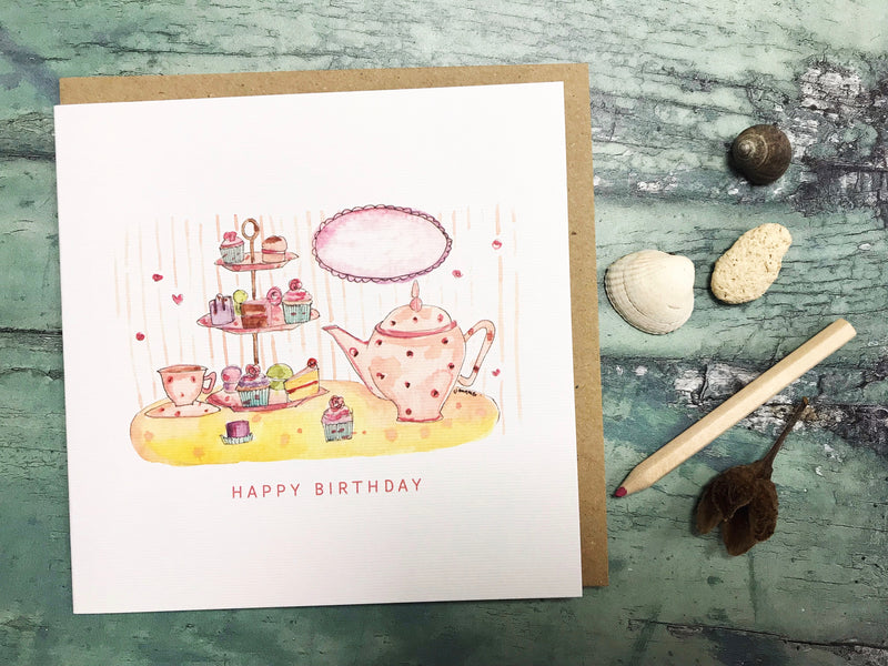 Tea Party Birthday Card - Personalised