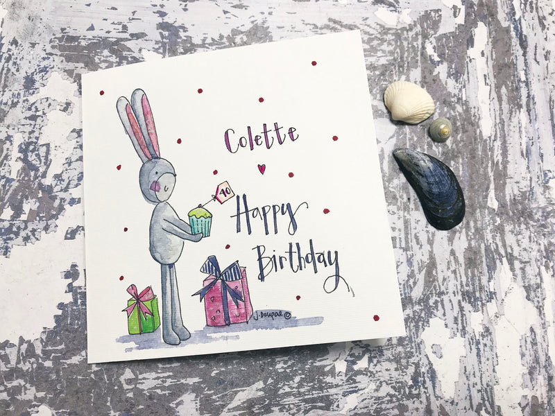 Happy Birthday Bunny Card - Personalised