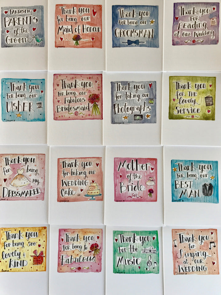 Wedding Thank-you cards for your Wedding Party - NOT PERSONALISED