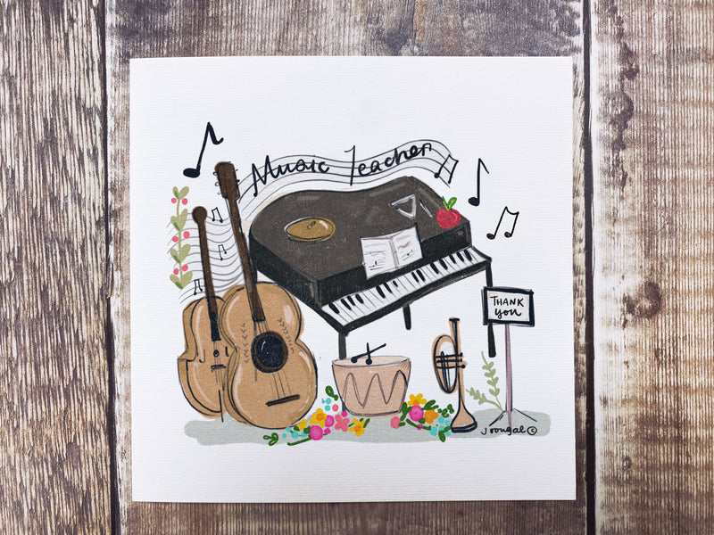 Thank You Music Teacher Card - Personalised